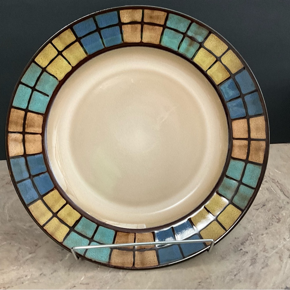 Vintage Pfaltzgraff Laguna Dinner Plate Mosaic Tile Design 11” Art Deco